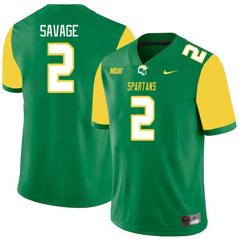 Men-Youth #2 Brandon Savage Norfolk State Spartans 2023 College Football Jerseys Stitched-Green